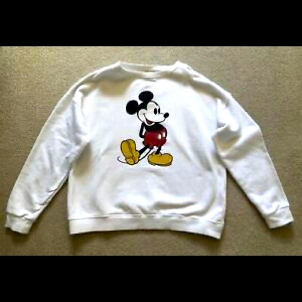 H&M white Disney Mickey Mouse sweatshirt classic long sleeve tee NEW MEDIUM M